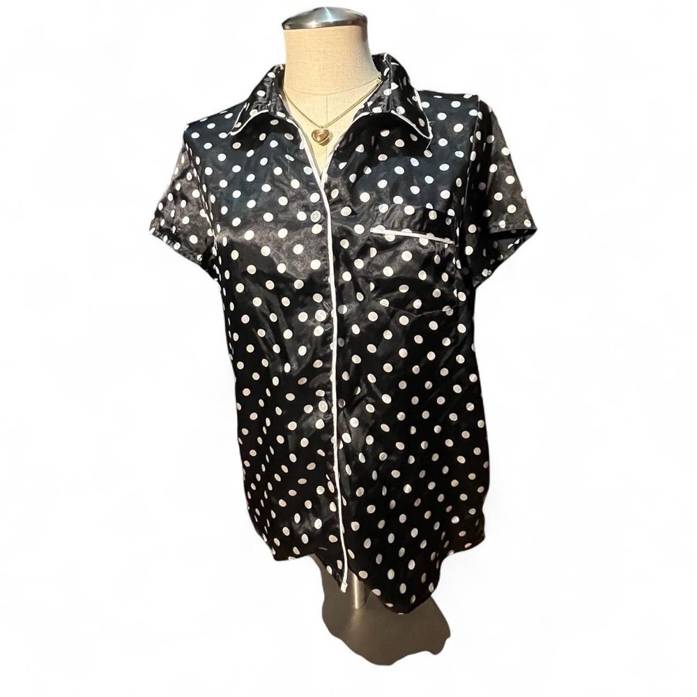 Chic Black Polka Dot pajama top